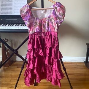 Vintage Paquito Floral Ruffle Pink Dress
